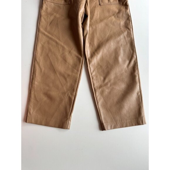 Aritzia WILFRED Caroline Tan Vegan Leather High Waisted Paperbag Pants, Size 00 - Picture 4 of 13